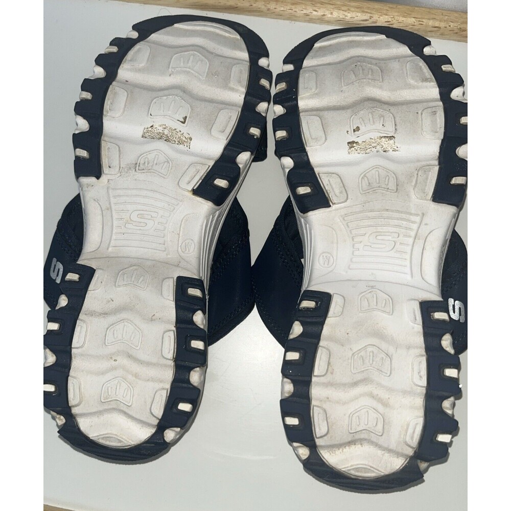 Skechers Yoga Foam Navy Blue/white Size 8 Woman’s Sandals Slip-on - Picture 8 of 9